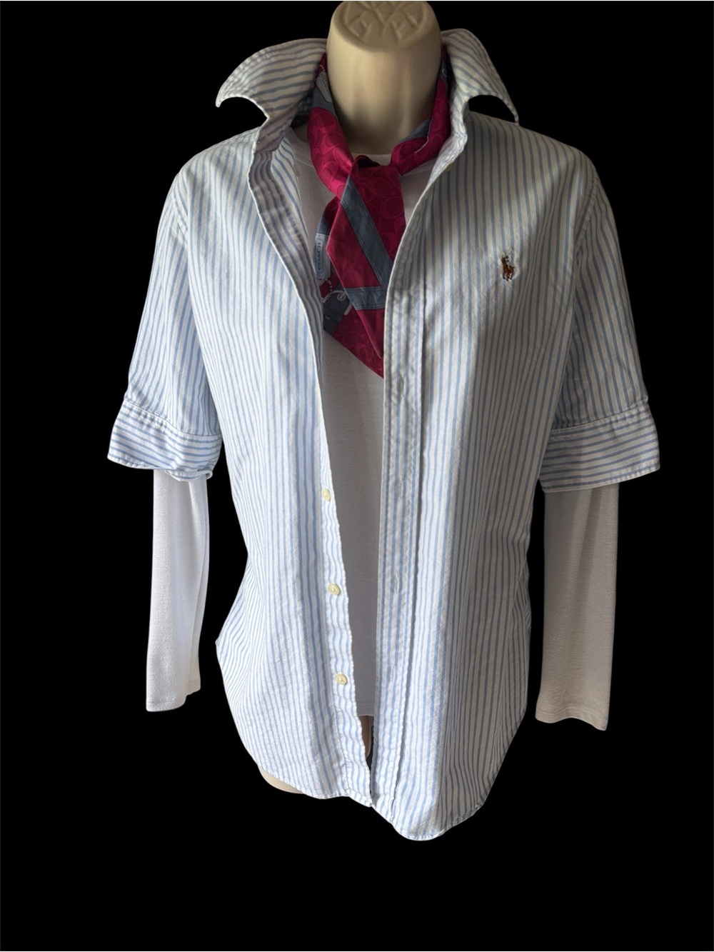 Polo Ralph Lauren Women’s Slim Fit Striped Button-Down Shirt, Small P